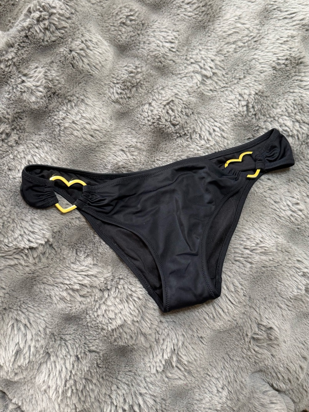 Victoria's Secret Black Bikini Bottoms with Gold Heart Rings